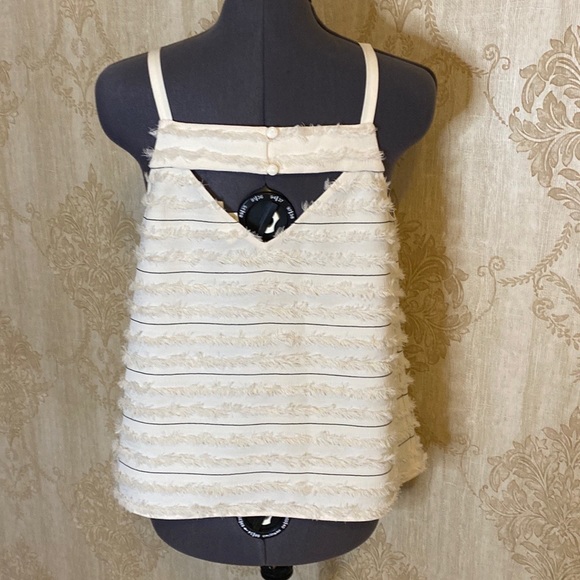 Maeve Anthropologie Ivory Eyelash Stripe Halter Tank 8 - Picture 8 of 11